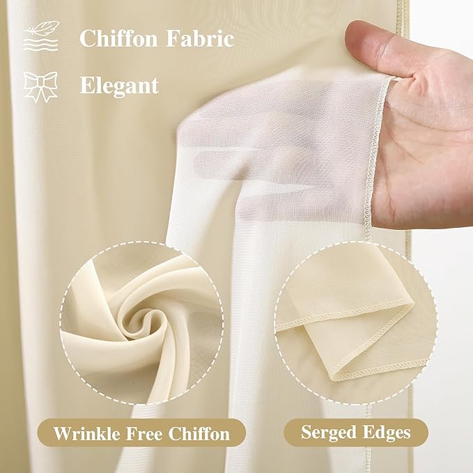 Wedding Arch Draping Fabric 1 Panel 18Ft Nude Sheer Chiffon Curtain Drapes 6 - Image 2