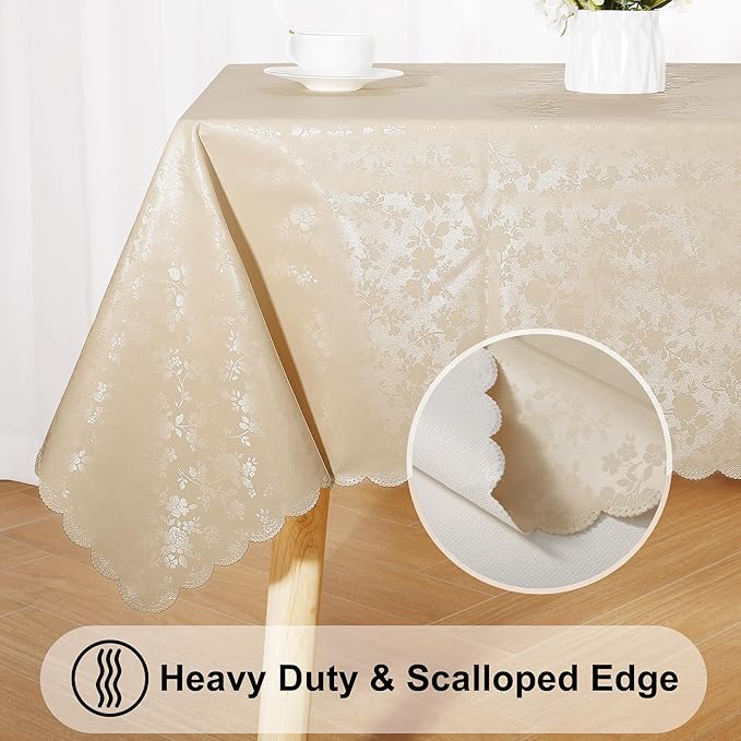 Smiry Rectangle Table Cloth, Waterproof Heavy Duty Vinyl Tablecloths, Wipeable - Image 4