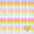 10 Pack Easter Foil Fringe Curtains 3.2ft x 8.2ft Rainbow Backdrop Curtains by Ohiyoo