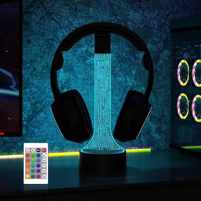 Light up Headphone Stand for Desk, Gaming Headset Holder RGB by YuanDian