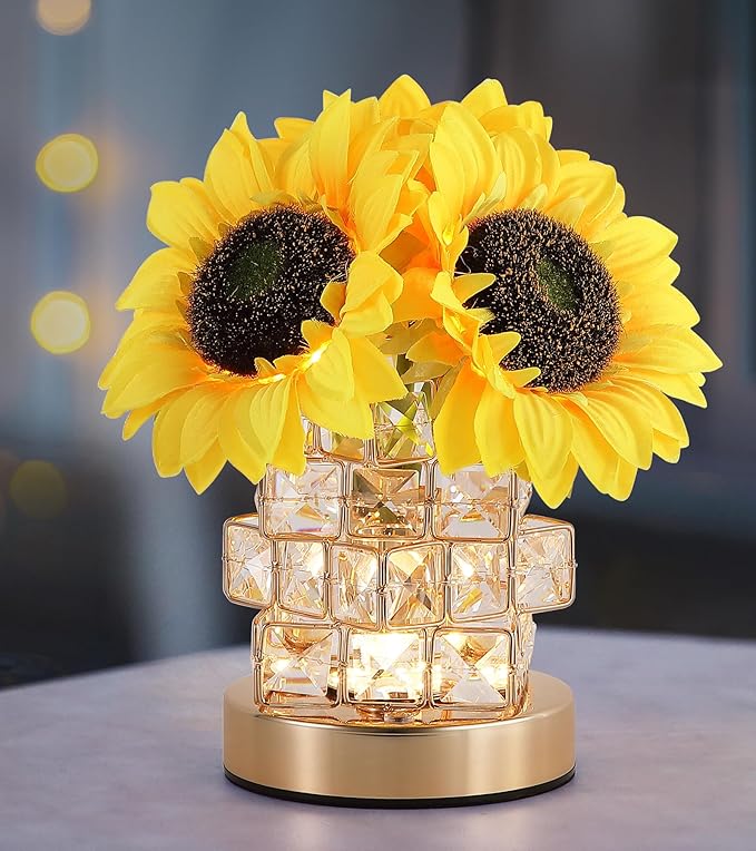 Sunflowers Lamp, Rechargeable Cordless Touch Lamp, 3-Colour Infinitely Dimming by AIHYING