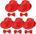 10 Pcs Unisex Sequin Fedora Hat Sequin Bow Ties Set Bling Retro Dance Jazz Cap by Elfcool