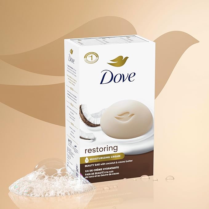 Dove Beauty Bar Soap Restoring Coconut & Cocoa Butter 6 Count - Image 4