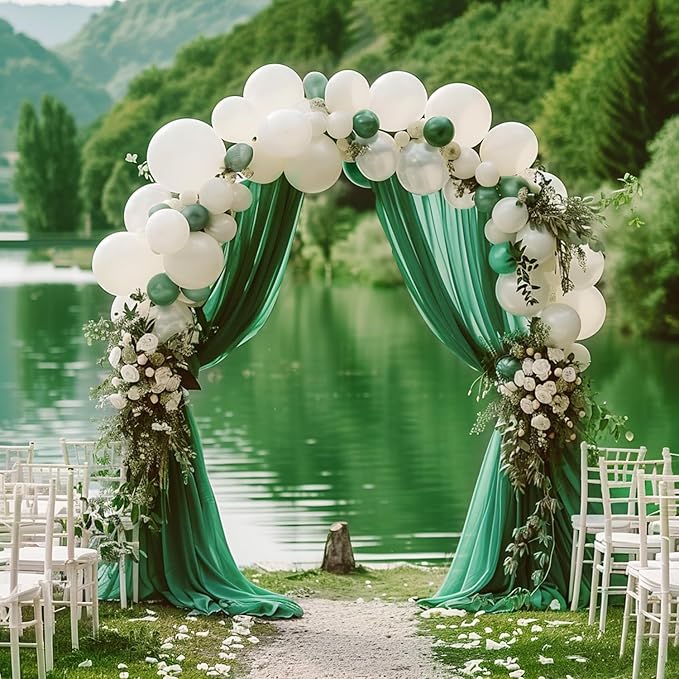 Wokceer Emerald Green Wedding Arch Draping Fabric Backdrop 4 Panels 28.7" X - Image 3