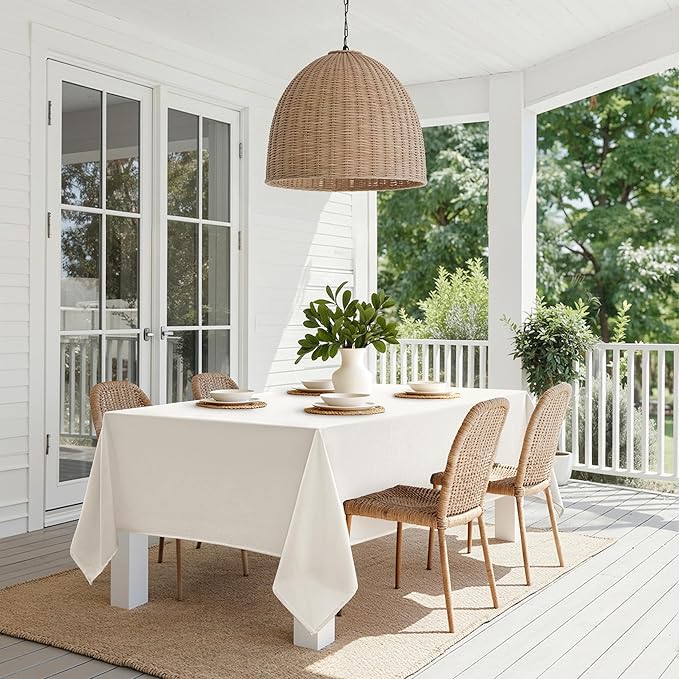 MIULEE White Linen Tablecloth 60x84 Inch Rectangle Table Cloth Waterproof - Image 8