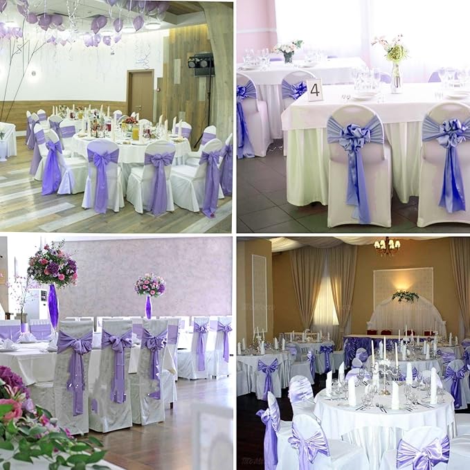 100 PCS Satin Chair Sashes Decorative Bow Chair Sashes Ties Back Ribbon Bows - Image 4