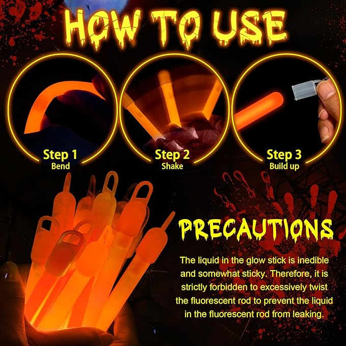 Lewtemi 4" or 6" 100 Pack Bright Glow Sticks Bulk, Glow in The Dark Party - Image 3