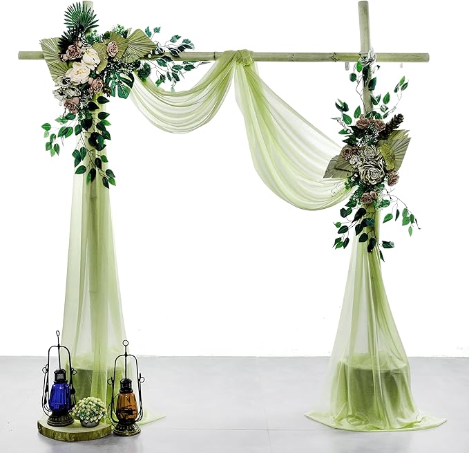 VDS Pack of 2 Panel Wedding Arch Draping Fabric Sheer Chiffon Fabric Drapery by VDS