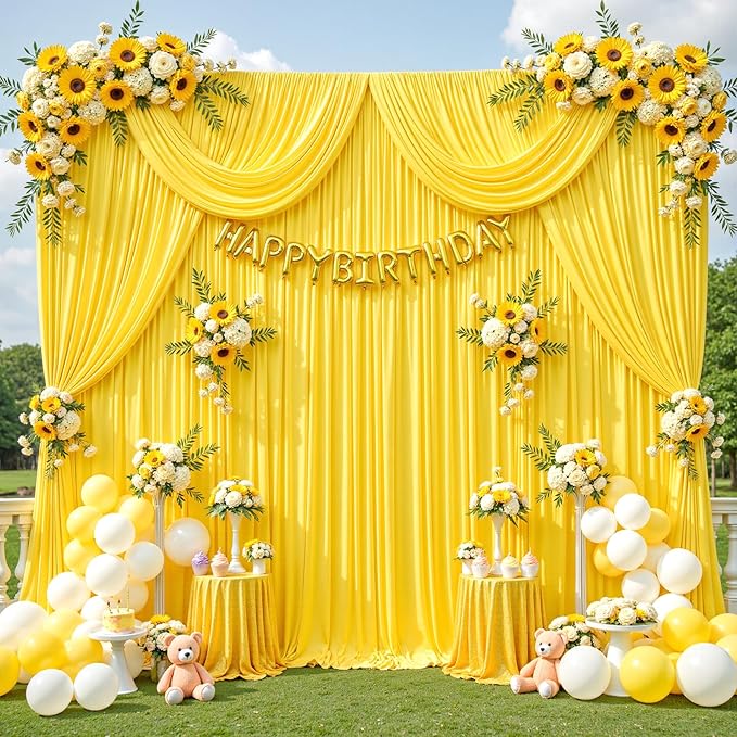 40ft x 12ft Yellow Backdrop Curtains Wrinkle Free Backdrop Curtain - Image 3