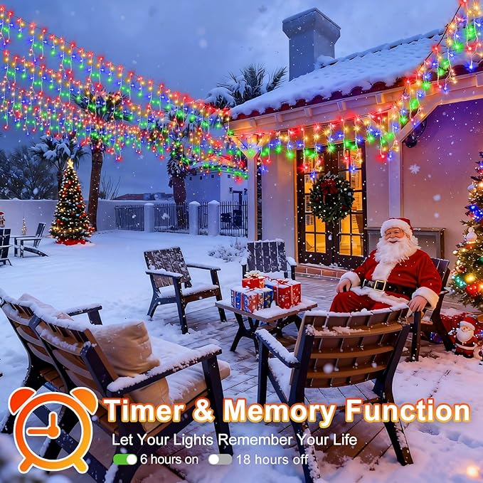 KNONEW Christmas Lights Outdoor Decorations 400 LED 33ft 8 Modes Curtain Fairy - Image 4