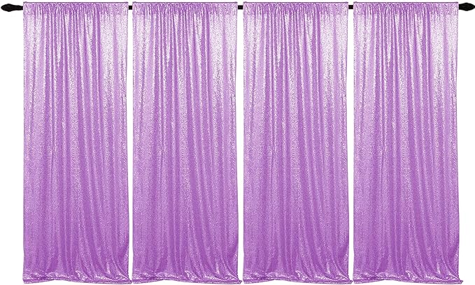 Lavender Sequin Backdrop Curtains 4 Panels 2FTx8FT Wedding Photo Backdrop by HMQIANG