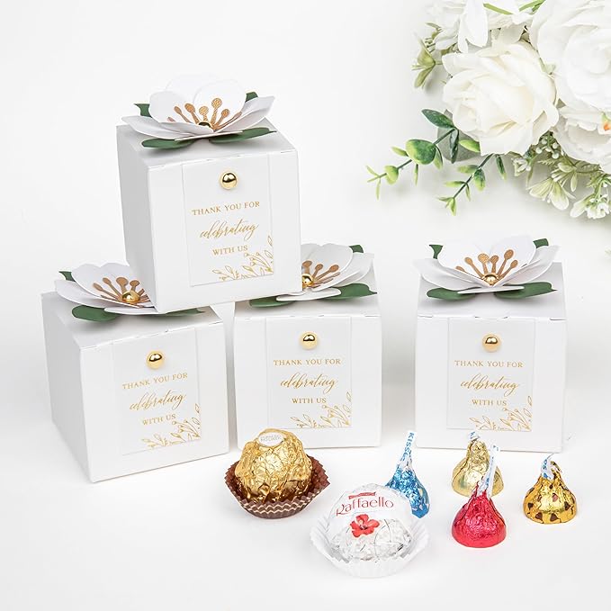FEIYI 20 PCS Favor Boxes, 3 In 1 White Candy Boxes - Image 4
