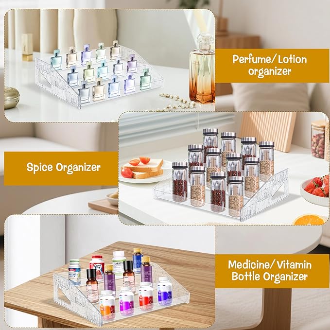 2 Pcs Perfume Organizer Stand, 3 Tier Acrylic Display Risers - Image 7