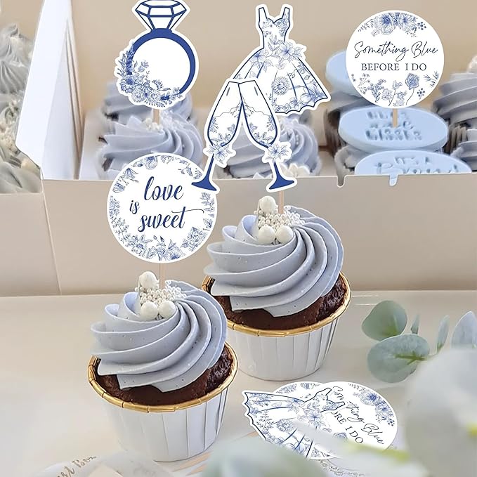 20PCS Something Blue Before I Do cupcake toppers, Something Blue Before I Do - Image 5