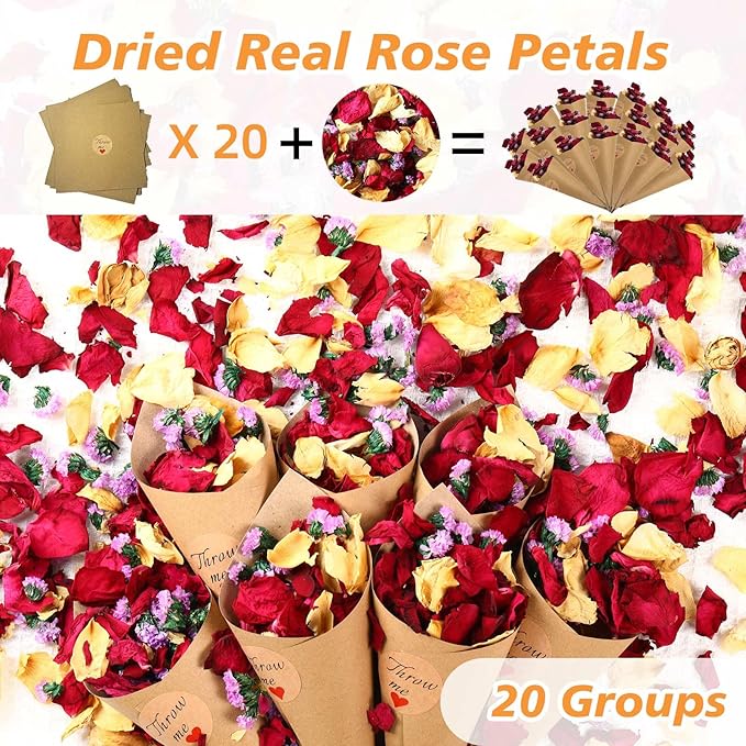 20+ Cups Real Dried Flower Petals, Biodegradable Wedding Flower Confetti - Image 4