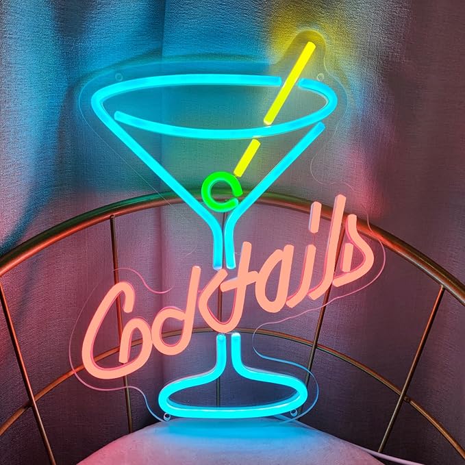 Cocktail Neon Sign, Hanging Chain LED Sign - Image 3