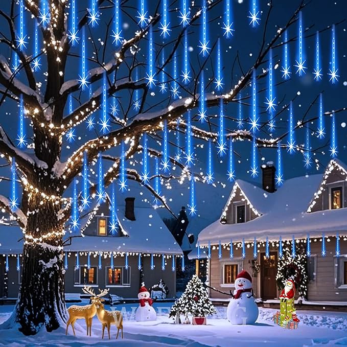 Christmas Lights Outdoor 32 Tubes 768 LEDs Meteor Shower Lights UL Certified - Image 4