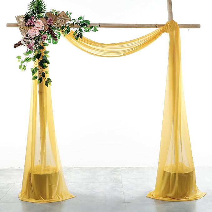 VDS Pack of 2 Panel Wedding Arch Draping Fabric Sheer Chiffon Fabric Drapery by VDS