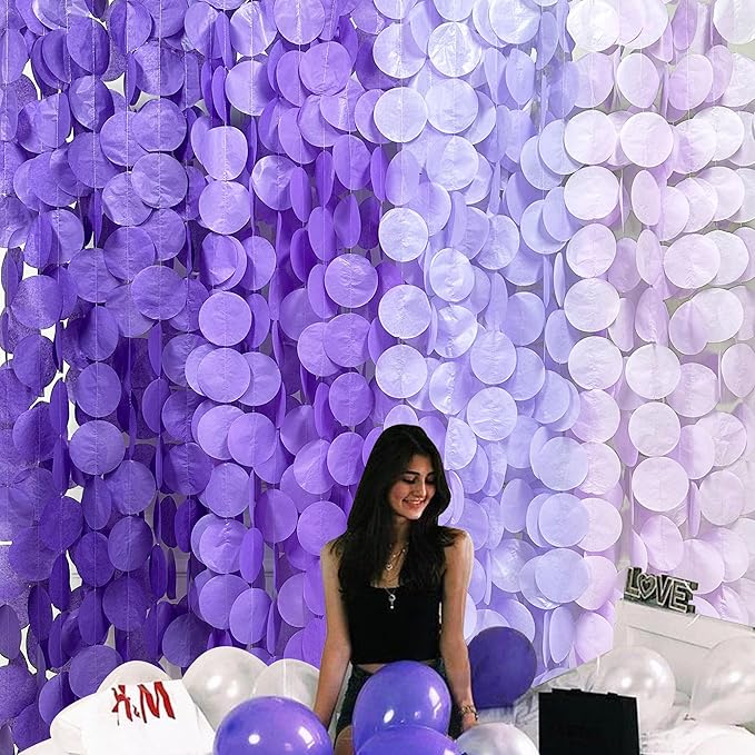 205Ft Lavender Party Decoration Ombre Purple Polka Dot Backdrop Streamer Tissue - Image 6