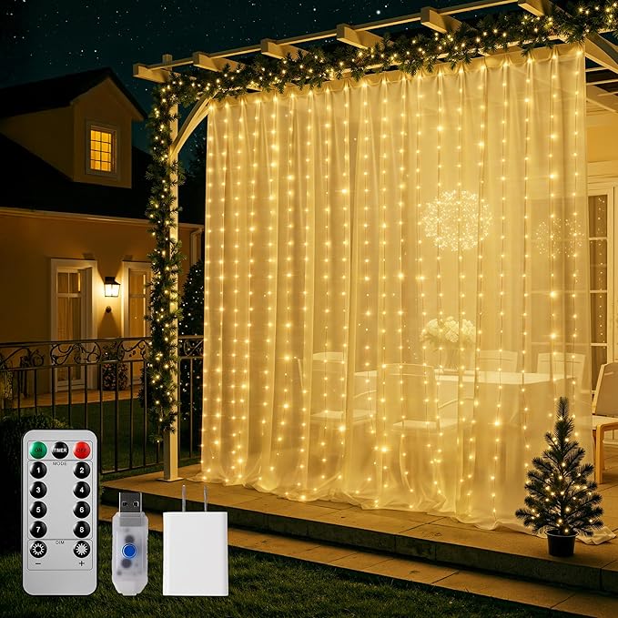 Brightown 300 LED Curtain String Lights, 9.8 FT Hanging Fairy Lights by Brightown