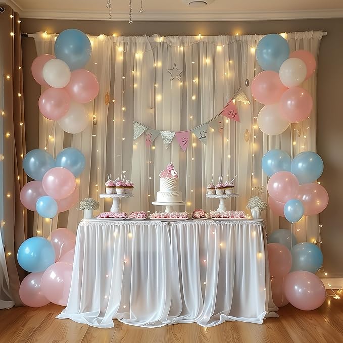 Fomcet Ivory Tulle Backdrop Curtains - Image 8