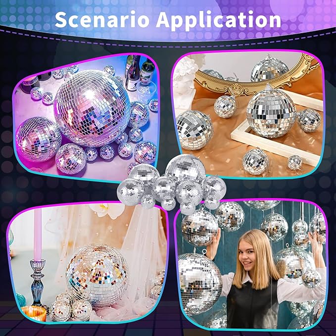 Large Mirror Disco Ball Bright Hanging Disco Ball: 6 Pcs Silver Reflective - Image 4