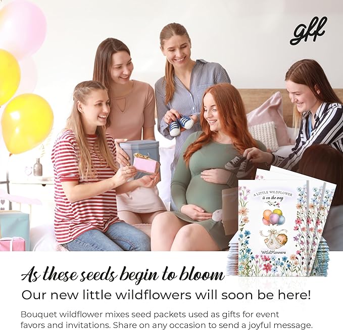 Pack of 20 Pre-Filled Bouquet Seed Mix Packet Girl Boy Baby Shower Party Favors - Image 3