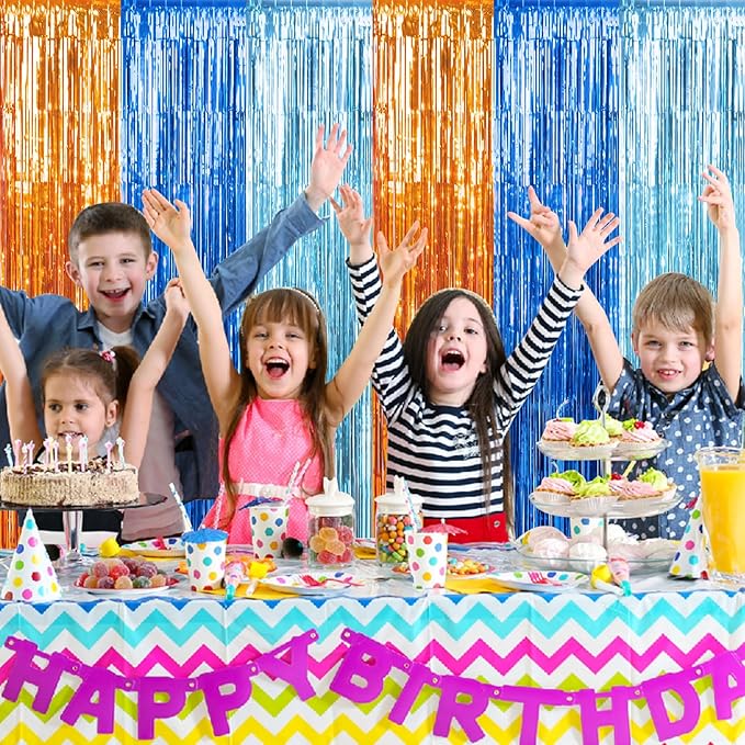 3 Pack 3.3X6.6Ft Blue Dog Foil Fringe Curtains Backdrop Decorations - Image 8