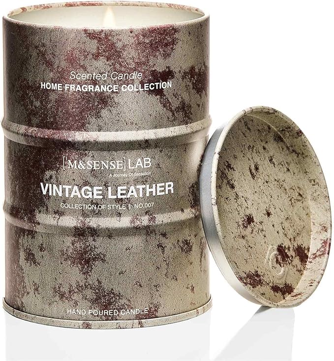 M&SENSE Vintage Leather Scented Candles Natural Non Toxic, Aromatherapy Candle by MSENSE