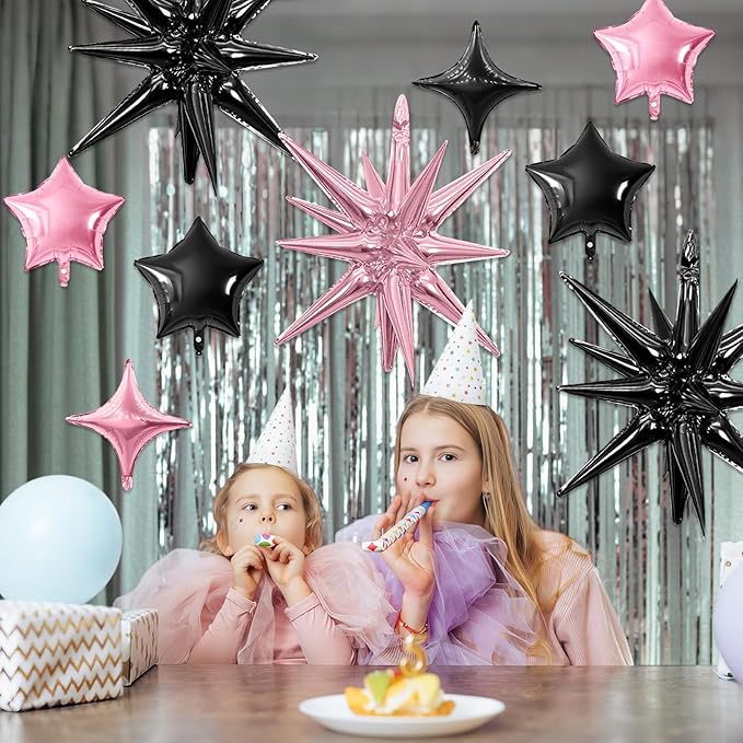 Pink Black Star Balloon - Image 6