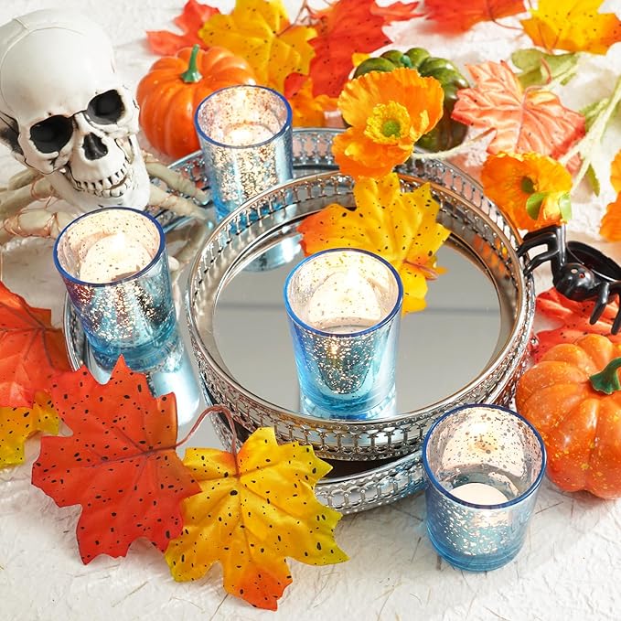 Homemory 36 Pcs Blue Votive Candle Holders, Mercury Glass Candle Holder - Image 8