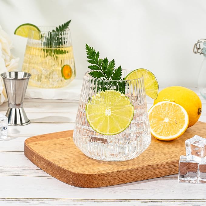 36 Pcs 12 oz Plastic Ribbed Wine Glasses, Reusable Champagne Glasses Elegant - Image 6