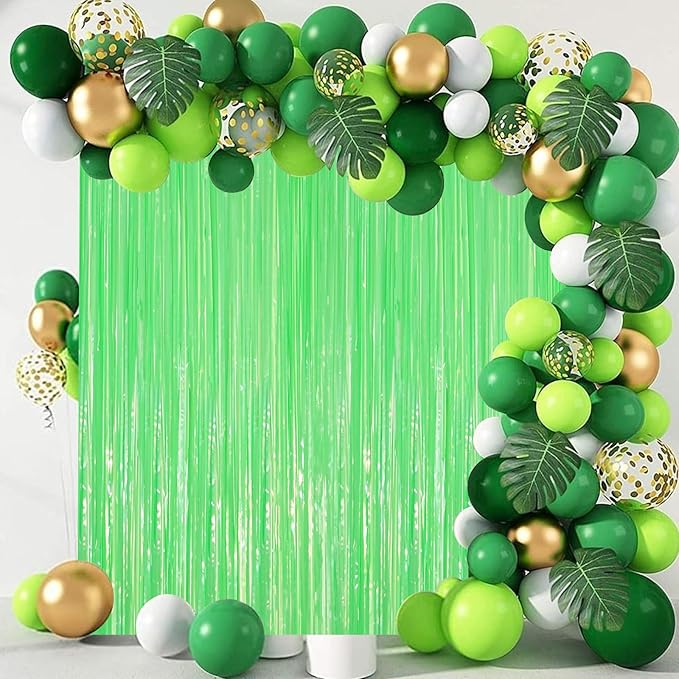 3 Pack 3.3 x 8.2 ft Pastel Green Foil Fringe Backdrop Curtains, Tinsel - Image 7