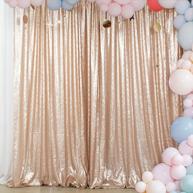 ShiDianYi Champagne Sequin Backdrop 8FTx10FT Photography Backdrops Wedding by ShiDianYi