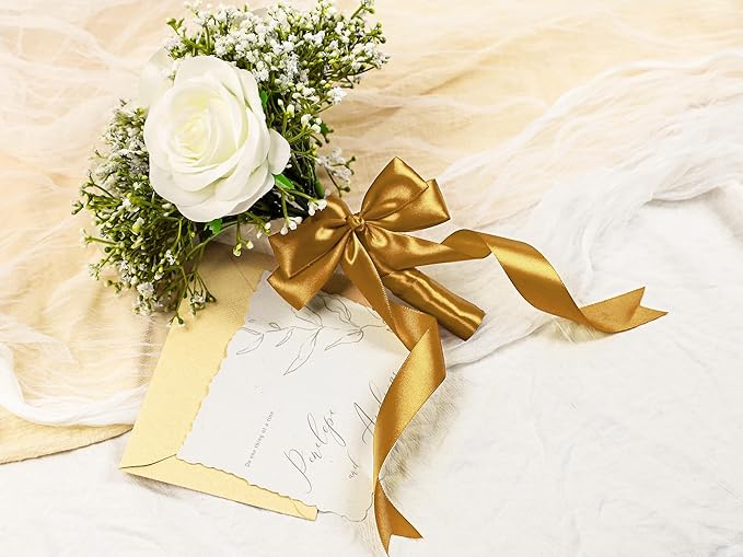 Gold Satin Ribbon 1 inch X Continuous 25 Yards, Single Face Polyester Ribbon - Image 6