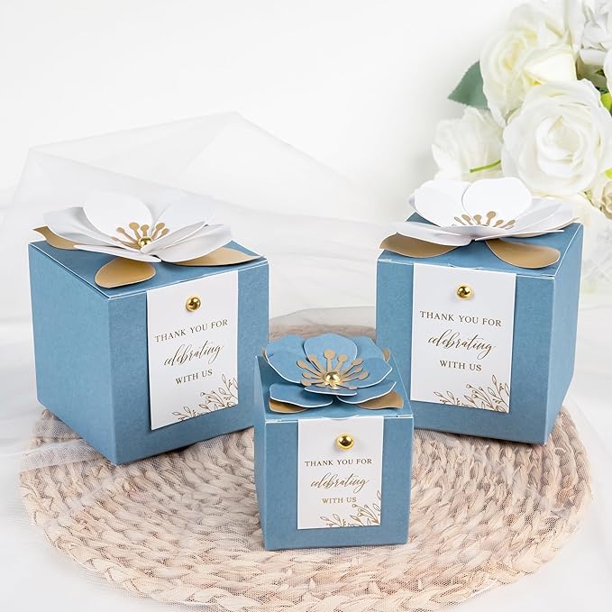 FEIYI 20 PCS Favor Boxes, 3 In 1 Dusty Blue Candy Boxes - Image 7