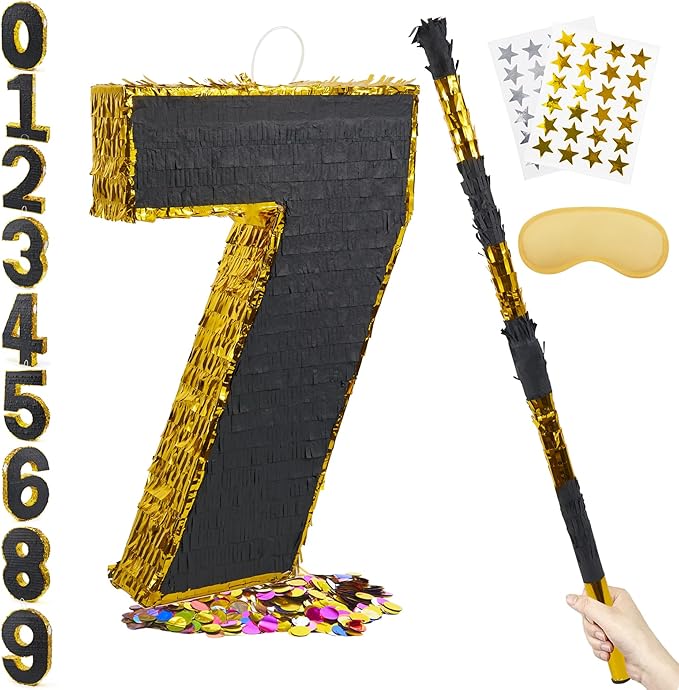 PCFING 20 Inch Number 7 Piñata Gold Black by PCFING