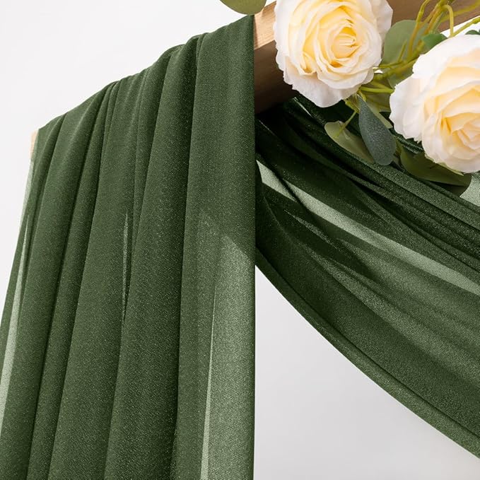 MLMC Olive Green Wedding Arch Draping Fabric 1 Panel 29" x 20 FT Extra Long - Image 2