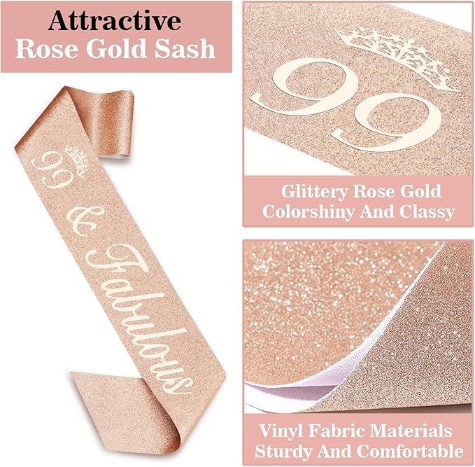 99th Birthday Decorations for Women Including Birthday Sash and Tiara, Candles - Image 4