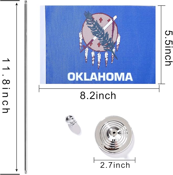 ZXvZYT 2 Pack American US Oklahoma flag USA Oklahoma OK State table flag - Image 2