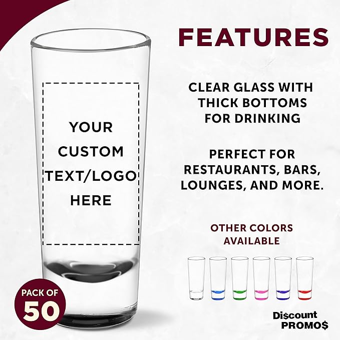 Custom Cordial Shooter Shot Glasses 2 oz. Set of 50, Personalized Bulk Pack - Image 2