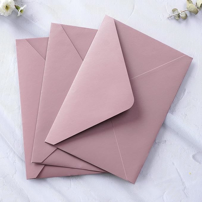 PONATIA 50 PCS/Pack A7 Envelopes, 5.25 x 7.48'' Matte Dusty Rose Envelope - Image 7