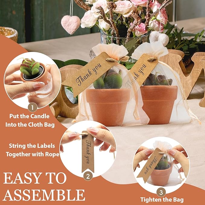 AZEAM 24 Pcs Succulent Candles Party Favors, Bulk Cactus Table Decor - Image 5