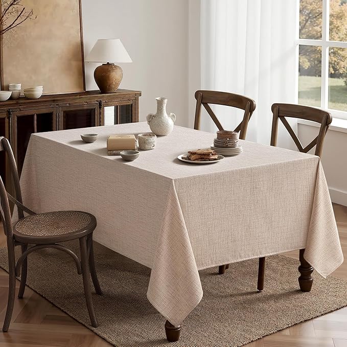MIULEE Natural Linen Tablecloth 60x84 Inch Rectangle Table Cloth Waterproof - Image 6