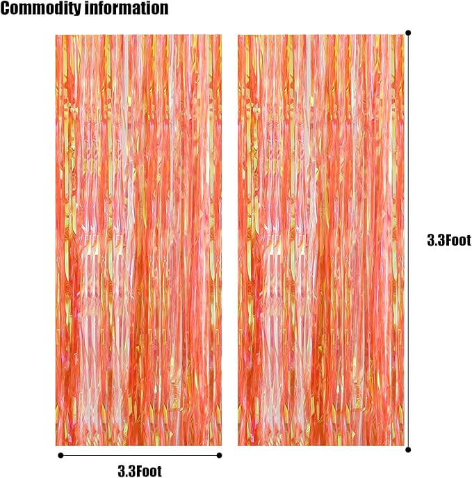 CANREVEL 2 Pack 3.2x6.5 Feet Iridescent Foil Fringe Backdrop Curtains, - Image 4