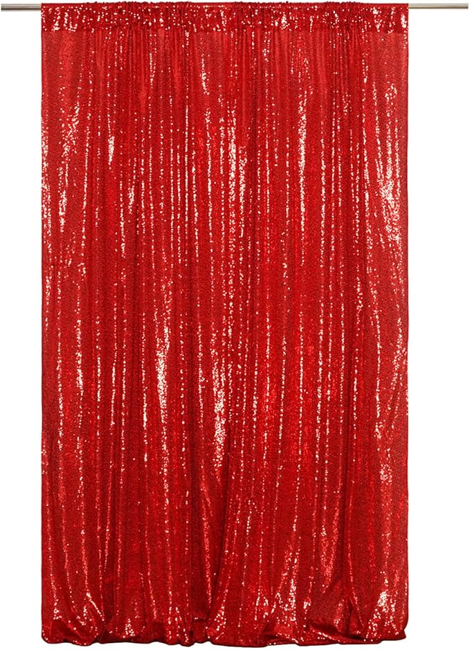Poise3EHome 4x8ft Red Sequin Backdrop, Upgrade Shimmer Backdrop by Poise3EHome