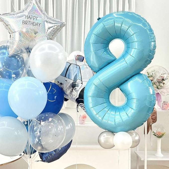 40 Inch Big Blue 8 Balloon Number Foil Helium Number Balloons 0-9 Jumbo Giant - Image 3