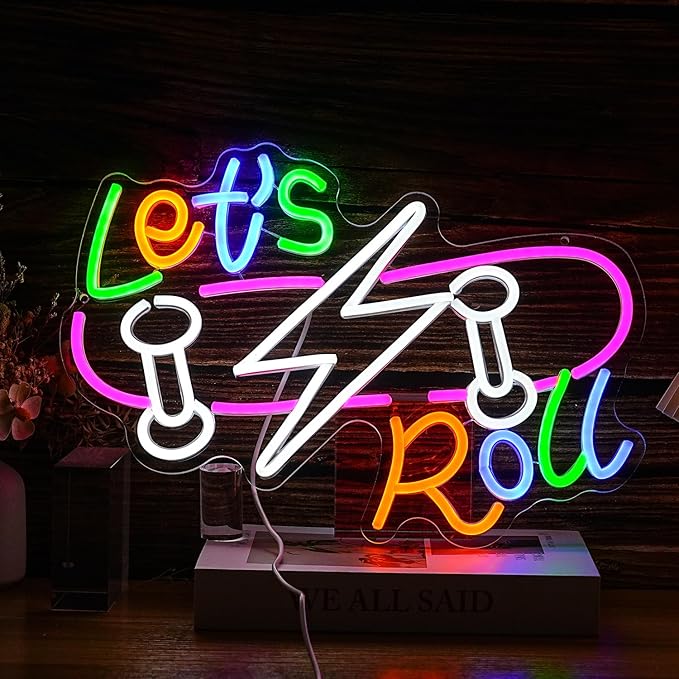 Let’s Roll Neon Sign Dimmable LED Skateboard Sign Light USB Cool Neon Light by BNEMCEZHLEDNEONSIGN