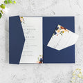 20 PCS Navy Blue Tri-fold Laser Cut Wedding Invitation Pockets by FEIYI
