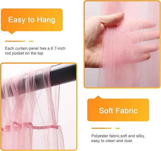 Fomcet Pink Tulle Backdrop Curtains - Image 3